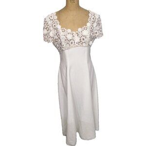 Victor Costa Cream Floral Lace Midi Dress